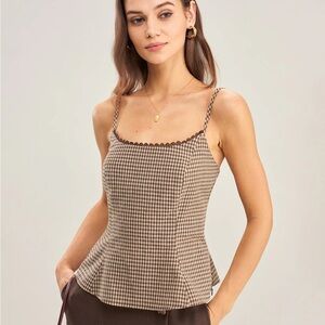 NWT Brown Plaid Tank Top